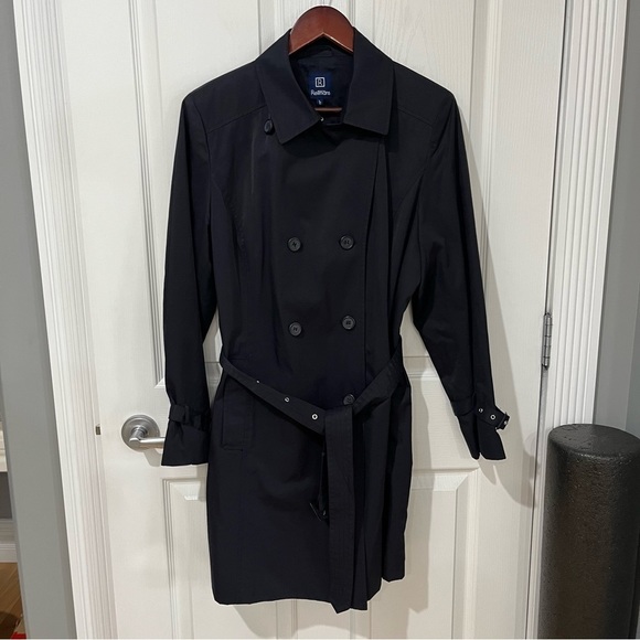 Reitmans navy blue double breasted trench coat size large - Picture 3 of 13